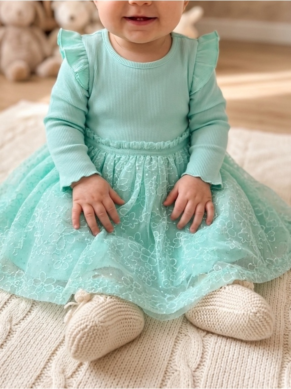 Falls Creek Mint Lace Long-Sleeve Dress